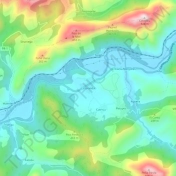 Topografische kaart La Granda, hoogte, reliëf