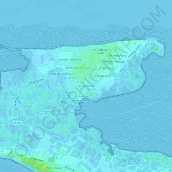 Topografische kaart Les Martineau, hoogte, reliëf