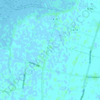 Topografische kaart Trennewurtherneuendeich, hoogte, reliëf