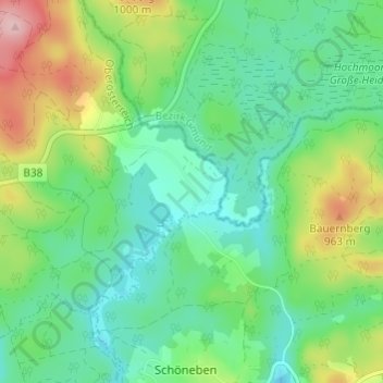 Topografische kaart Gugu, hoogte, reliëf