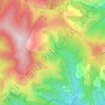 Topografische kaart Le Masmin, hoogte, reliëf