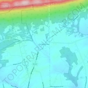 Topografische kaart Carlisle Springs, hoogte, reliëf