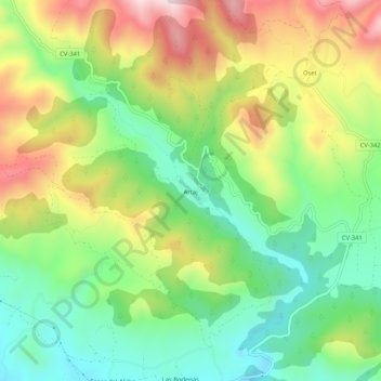 Topografische kaart Artaj, hoogte, reliëf