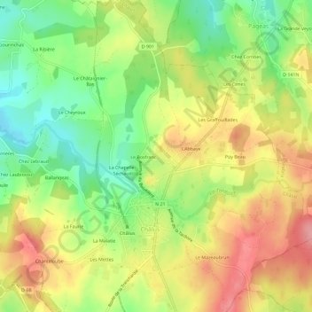Topografische kaart Le Nid, hoogte, reliëf