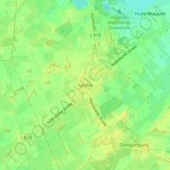 Topografische kaart Spohle, hoogte, reliëf