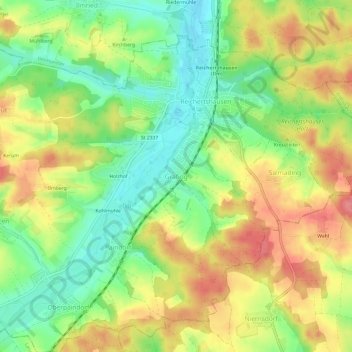 Topografische kaart Grafing, hoogte, reliëf