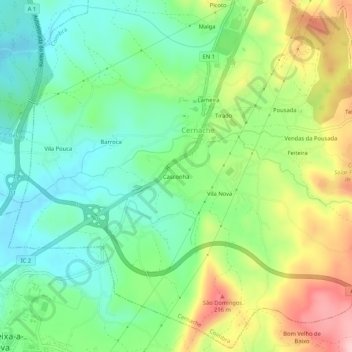Topografische kaart Casconha, hoogte, reliëf