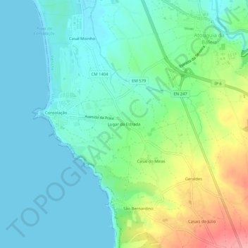 Topografische kaart Lugar da Estrada, hoogte, reliëf
