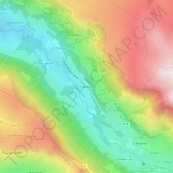Topografische kaart Espinouze, hoogte, reliëf