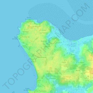 Topografische kaart Tregorvel, hoogte, reliëf