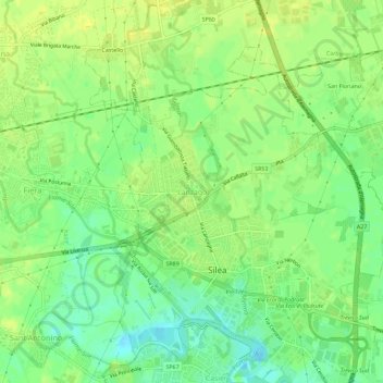 Topografische kaart Lanzago, hoogte, reliëf