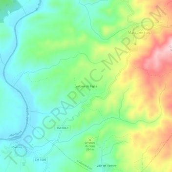 Topografische kaart Valbom de Figos, hoogte, reliëf