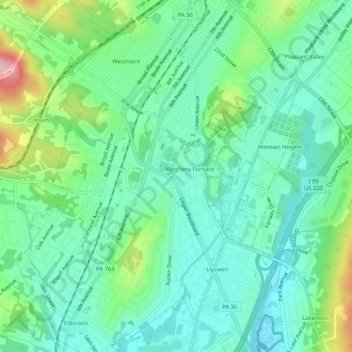 Topografische kaart South Altoona, hoogte, reliëf