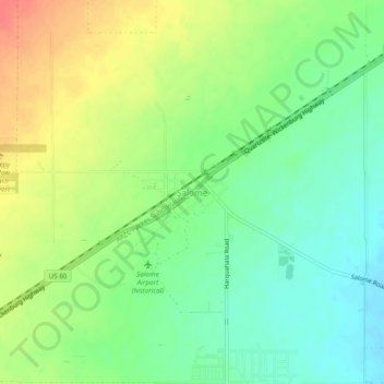 Topografische kaart Salome, hoogte, reliëf