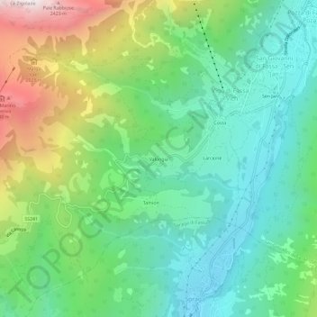 Topografische kaart Valongia, hoogte, reliëf