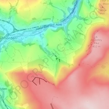 Topografische kaart Lumbutts, hoogte, reliëf
