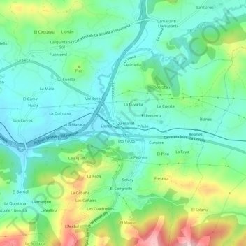 Topografische kaart El Quintanal, hoogte, reliëf
