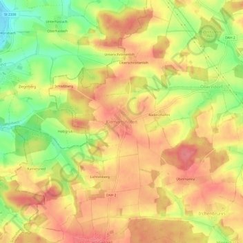 Topografische kaart Kiemertshofen, hoogte, reliëf