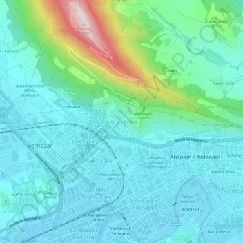Topografische kaart Artica, hoogte, reliëf