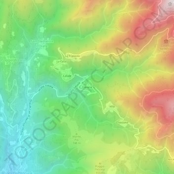 Topografische kaart Trevane, hoogte, reliëf