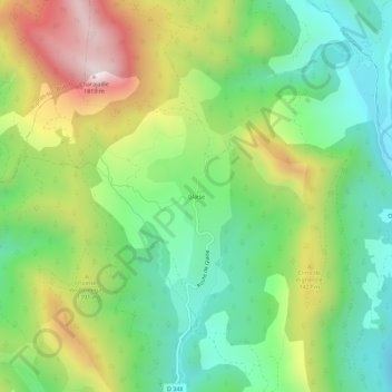 Topografische kaart Glaise, hoogte, reliëf