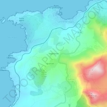 Topografische kaart Taglia-Foscia, hoogte, reliëf