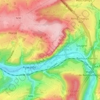 Topografische kaart Sur la Heid, hoogte, reliëf