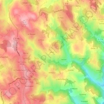 Topografische kaart Imbier, hoogte, reliëf