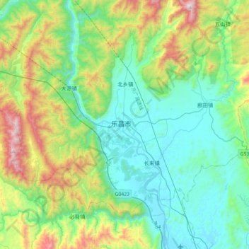 Topografische kaart Lechang, hoogte, reliëf