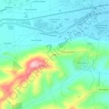 Topografische kaart Vagli, hoogte, reliëf