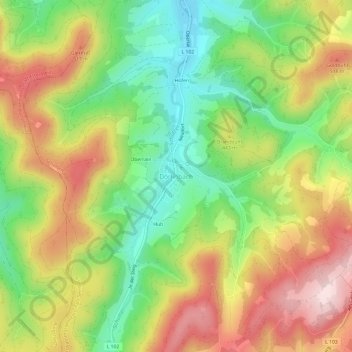 Topografische kaart Dörlinbach, hoogte, reliëf
