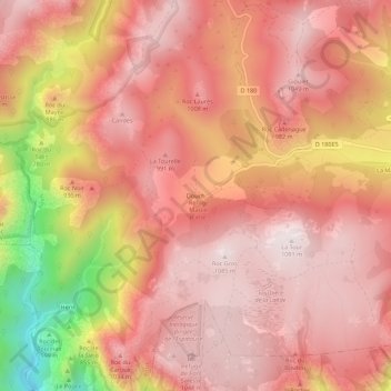 Topografische kaart Douch, hoogte, reliëf