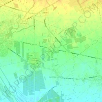 Topografische kaart Rivolto, hoogte, reliëf