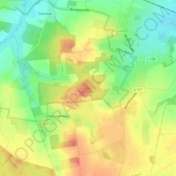 Topografische kaart Voßberg, hoogte, reliëf