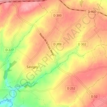 Topografische kaart La Rousselière, hoogte, reliëf