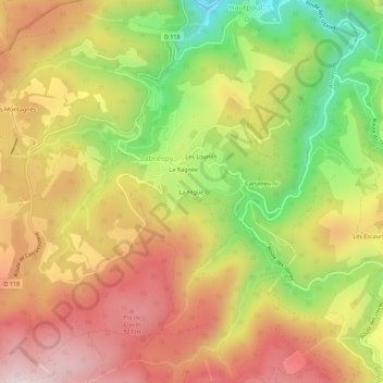 Topografische kaart La Higue, hoogte, reliëf