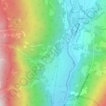 Topografische kaart La Ronca, hoogte, reliëf