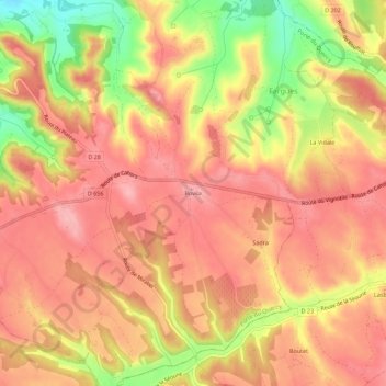 Topografische kaart Bovila, hoogte, reliëf