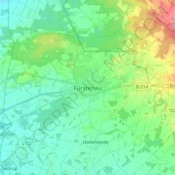 Topografische kaart Fürstenau, hoogte, reliëf