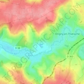 Topografische kaart Les Routières, hoogte, reliëf