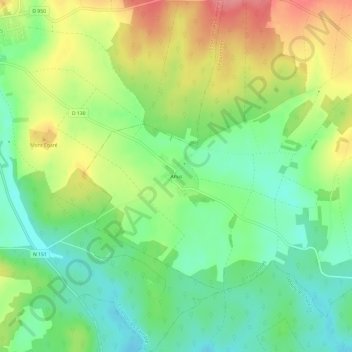 Topografische kaart Anus, hoogte, reliëf