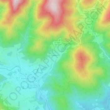 Topografische kaart Houppach, hoogte, reliëf
