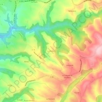 Topografische kaart La Ténèze, hoogte, reliëf