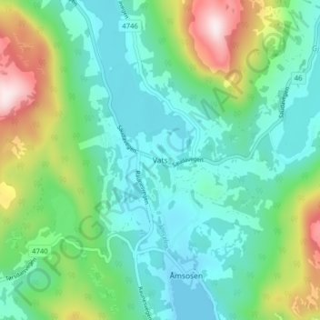 Topografische kaart Vats, hoogte, reliëf