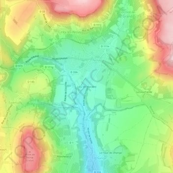 Topografische kaart Lieu dit Maraine, hoogte, reliëf