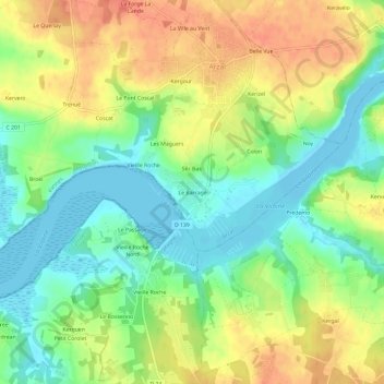 Topografische kaart Le Barrage, hoogte, reliëf