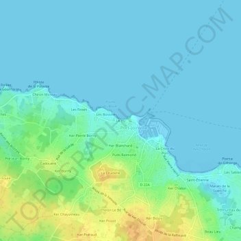 Topografische kaart Le Pu, hoogte, reliëf