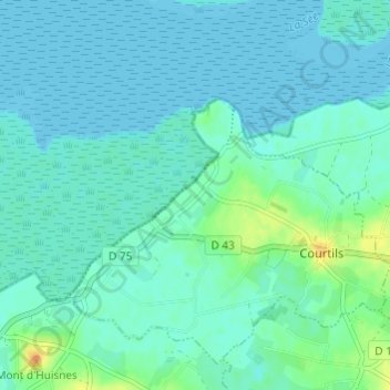 Topografische kaart Bas Courtils, hoogte, reliëf