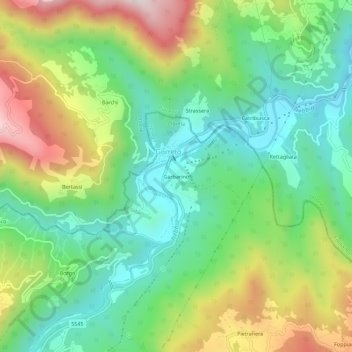 Topografische kaart Garbarino, hoogte, reliëf