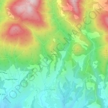 Topografische kaart Montepoli, hoogte, reliëf